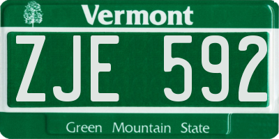 VT license plate ZJE592
