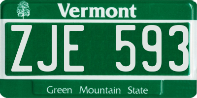 VT license plate ZJE593