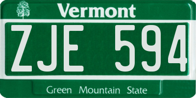 VT license plate ZJE594