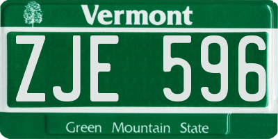 VT license plate ZJE596