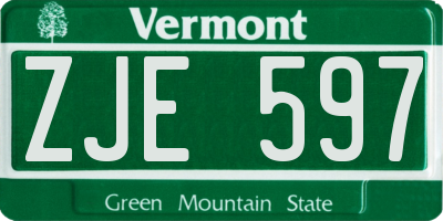 VT license plate ZJE597