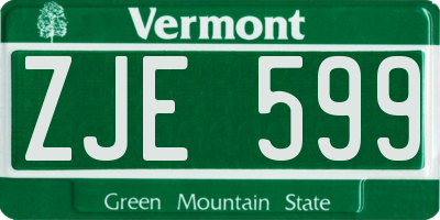 VT license plate ZJE599