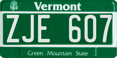 VT license plate ZJE607