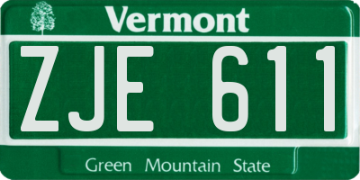 VT license plate ZJE611