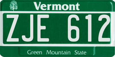 VT license plate ZJE612