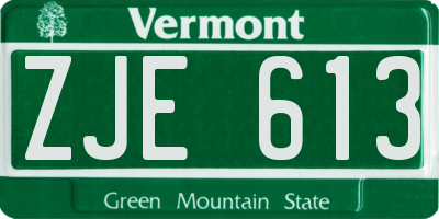 VT license plate ZJE613
