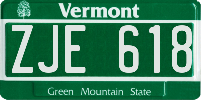 VT license plate ZJE618