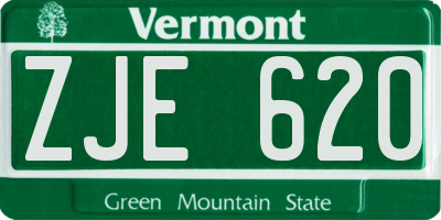 VT license plate ZJE620