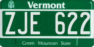 VT license plate ZJE622