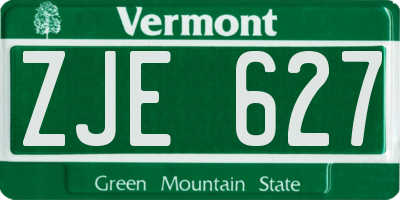 VT license plate ZJE627