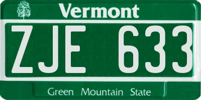 VT license plate ZJE633