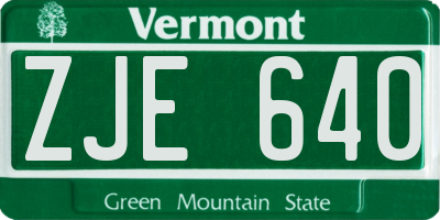 VT license plate ZJE640