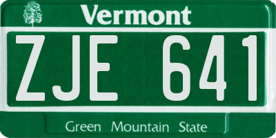 VT license plate ZJE641