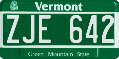 VT license plate ZJE642
