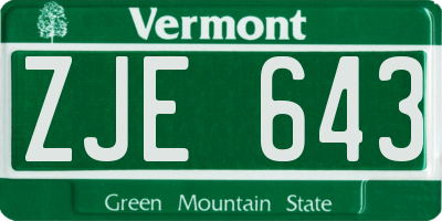 VT license plate ZJE643