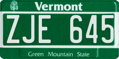 VT license plate ZJE645