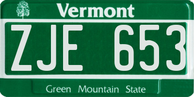 VT license plate ZJE653