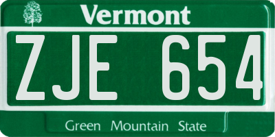VT license plate ZJE654