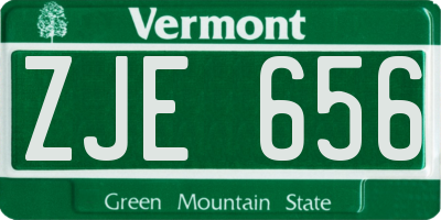 VT license plate ZJE656