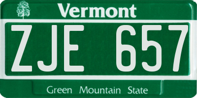 VT license plate ZJE657