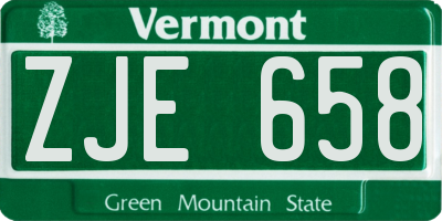 VT license plate ZJE658