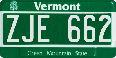 VT license plate ZJE662