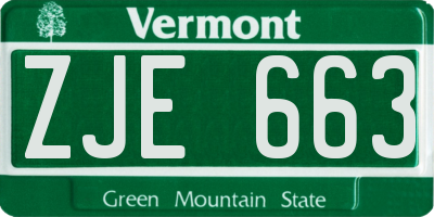 VT license plate ZJE663