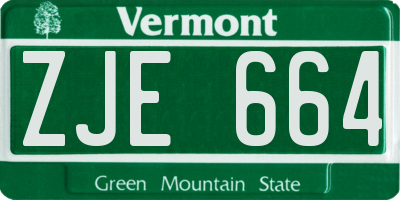 VT license plate ZJE664