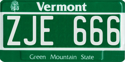VT license plate ZJE666