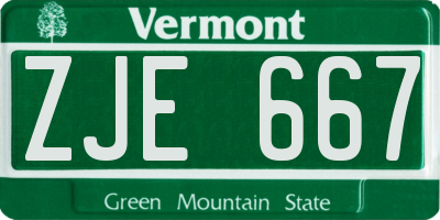 VT license plate ZJE667