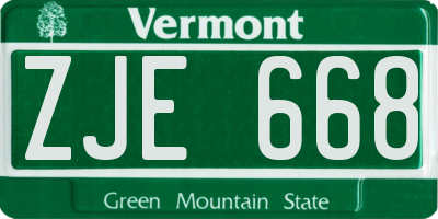 VT license plate ZJE668