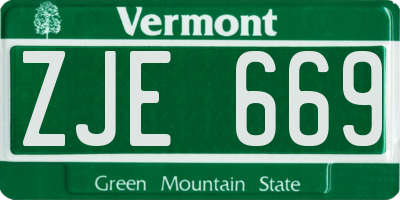 VT license plate ZJE669