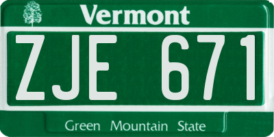 VT license plate ZJE671