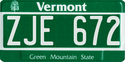 VT license plate ZJE672