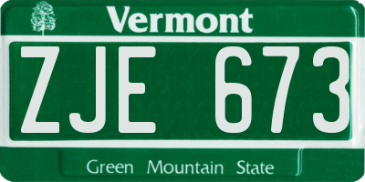 VT license plate ZJE673