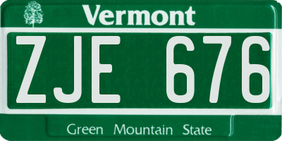 VT license plate ZJE676
