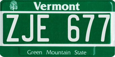 VT license plate ZJE677