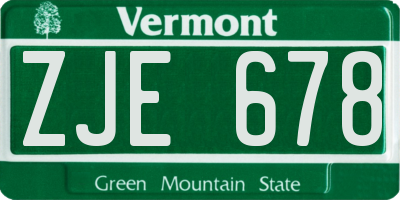 VT license plate ZJE678