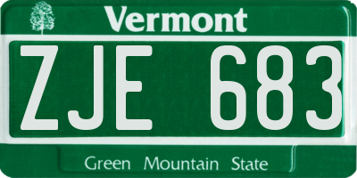 VT license plate ZJE683