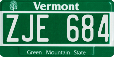 VT license plate ZJE684