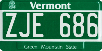 VT license plate ZJE686