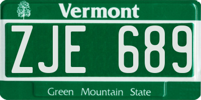VT license plate ZJE689