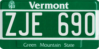 VT license plate ZJE690