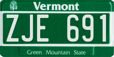 VT license plate ZJE691