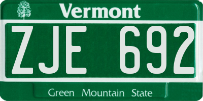 VT license plate ZJE692