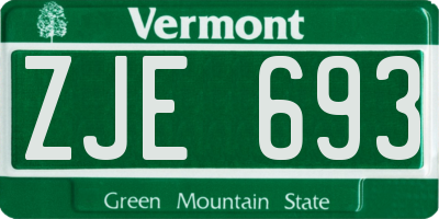 VT license plate ZJE693