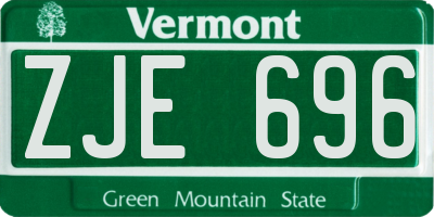 VT license plate ZJE696