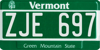 VT license plate ZJE697