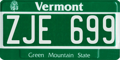 VT license plate ZJE699