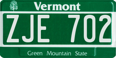 VT license plate ZJE702